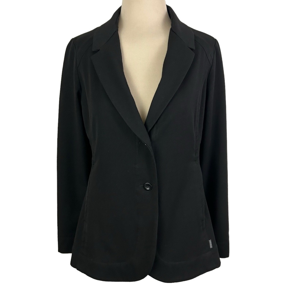 EDDIE BAUER Womens Black Knit JACKET BLAZER 4 Stretch Office Work Casual